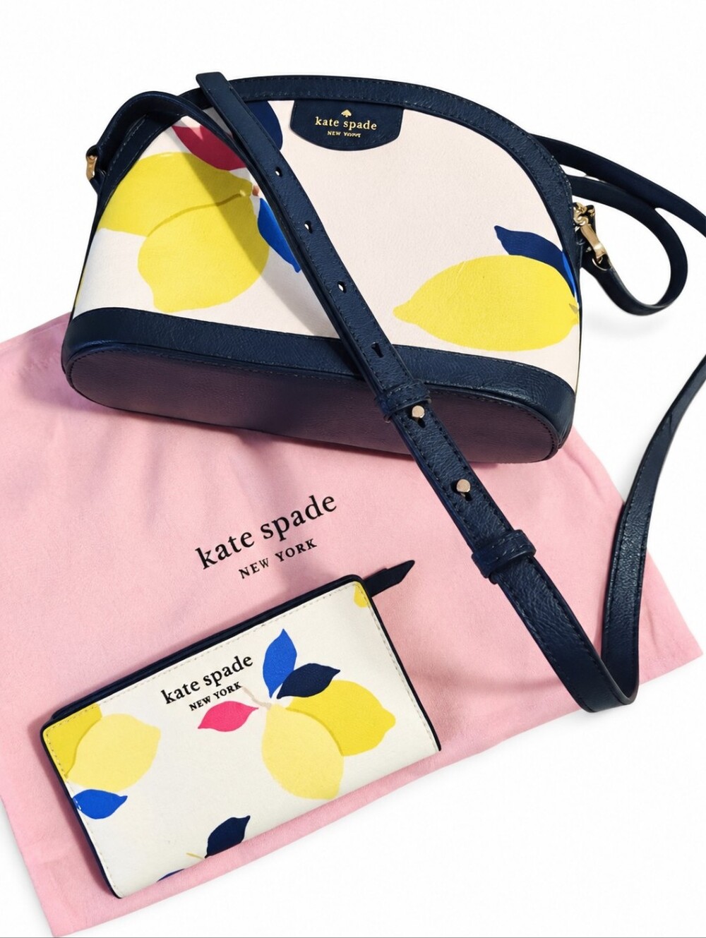 Kate Spade Lemom Zest Leather Crossbody & Matching Wallet NWOT